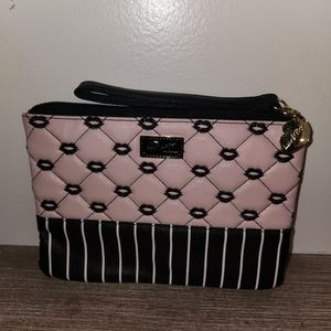 pink and black clutch bag/oversized pencil pouch